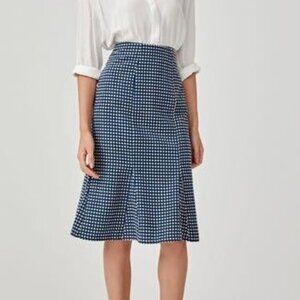 NYCC Women's Jacquard Trumpet Hem Knee Length Blue Skirt Size Small